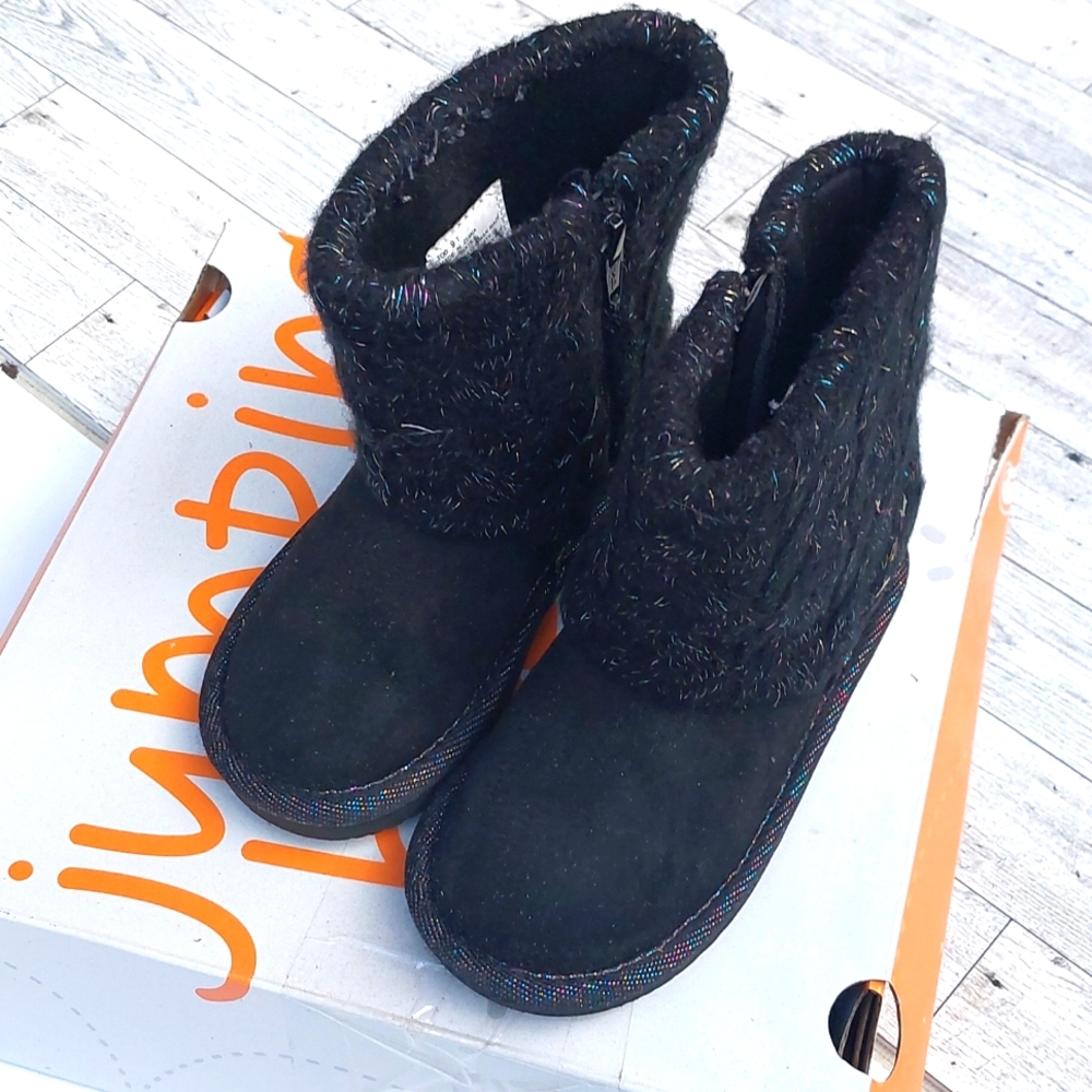 Jumping Beans Reagann Toddler Girl   Winter Boots Sz 9T Zip Up Black